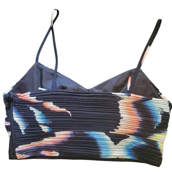 A.L.C. Crop Top Women's 4 Black Floral Sula Bustier Shirred Designer - Picture 2 of 6